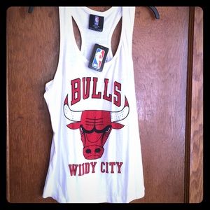 NBA Chicago Bulls White Graphic Racerback Tank Top